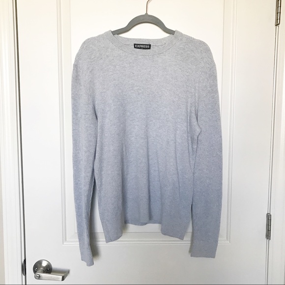 Express Sweaters - EXPRESS • Grey Ribbed Crew Neck Sweater Sz L